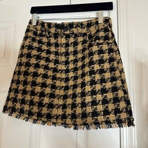 Black & Tan Houndstooth Mini Skirt